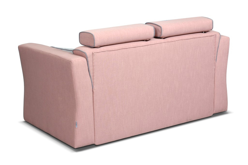 Rozkładana Sofa Vitoria szara z ozdobną brązową lamówką i wzorem w kratkę 