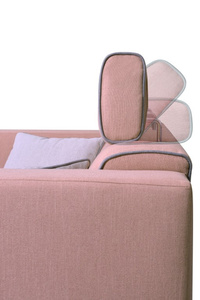   Schlafsofa Vitoria rosa mit grauer Zierpaspel 