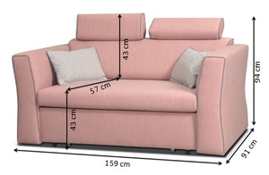   Schlafsofa Vitoria rosa mit grauer Zierpaspel 