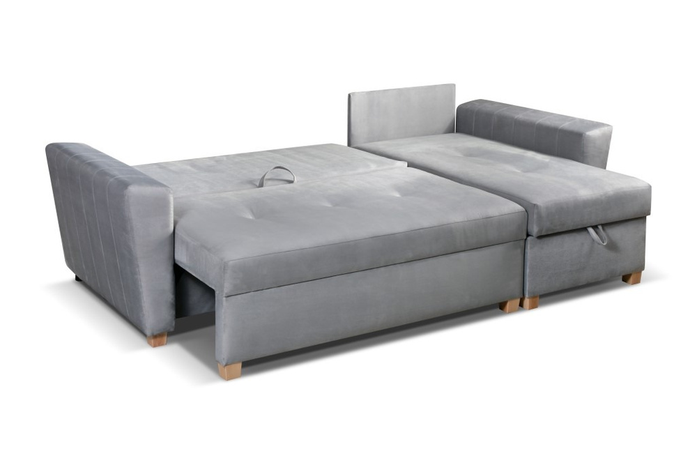 Modernes Ecksofa mit Klappfunktion - Navarre Right Graphite mit abgewinkelten Rückenlehnen