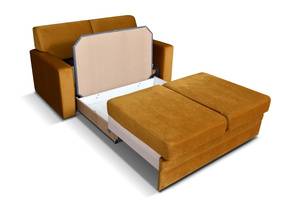 Albacete - Fold-out Sofa with Sleeping Function and Bed Linen Bin in Pink Colours 