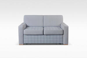 Albacete - Folding Sofa with Decorative Grille, Sleeping Function and Bedding Bin in Light Grey Design