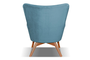 Malaga armchair with wooden legs blue