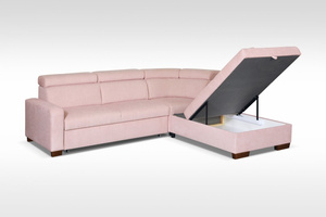 Pink CADIZ 7 corner sofa - reclining with adjustable headrests and practical bedding container