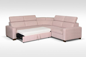 Bequemes Ecksofa CADIZ 2 - Pink mit Kopfstützen und Bettzeugkasten