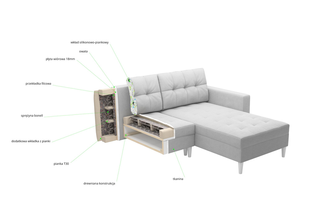 OVIEDO Grau Klappsofa