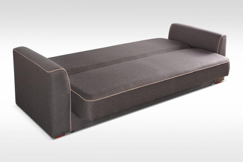 Braunes BURGOS-Sofa - mit Funktionssesseln und original beigem Keder