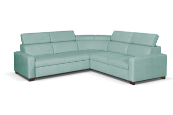 Comfortable Folding Corner Sofa CADIZ 2 - Mint with Headrests and Bed Linen Bin