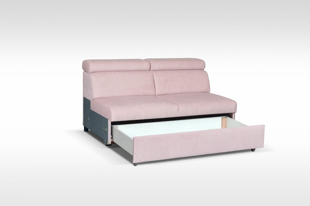 Elegant Cádiz Folding Corner Sofa: Headrests and Bedding Bin in Pink