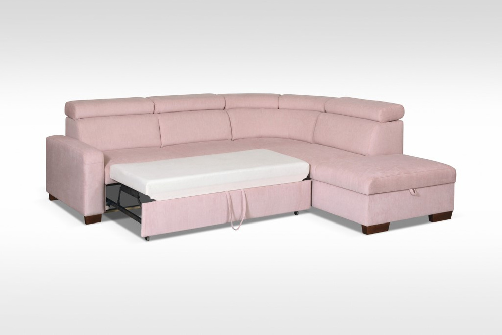 Pink CADIZ 7 corner sofa - reclining with adjustable headrests and practical bedding container