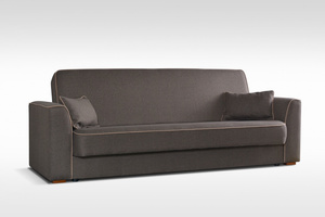 Braunes BURGOS-Sofa - mit Funktionssesseln und original beigem Keder