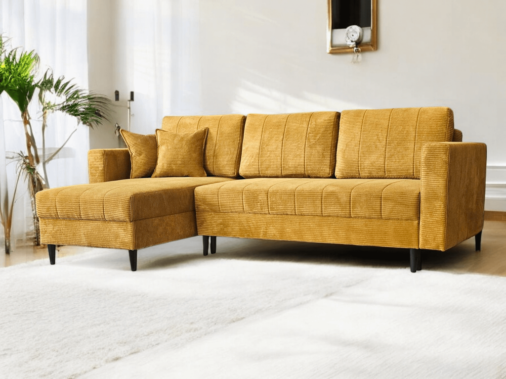 MONTANA corner sofa with a sleeping function mustard POSO