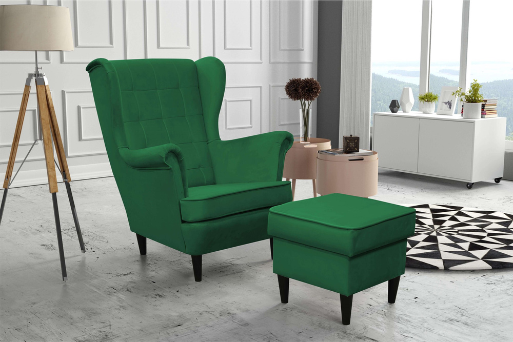 Quilted USZAK Armchair Bottle green