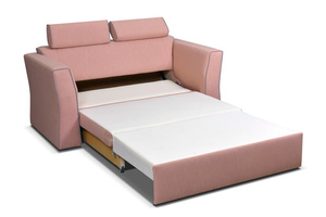   Schlafsofa Vitoria rosa mit grauer Zierpaspel 