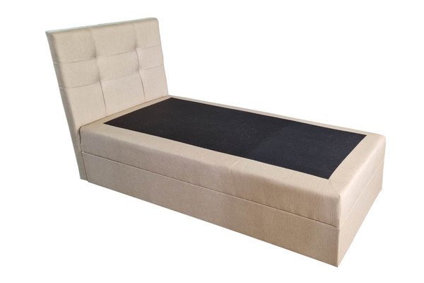 Modernes praktisches Bett - Soria Einzelbett Kontinentalbett 90x200 beige mit Bettkasten