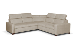 Bequemes Klapp-Ecksofa CADIZ 2 - Beige mit Kopfstützen und Bettzeugkasten