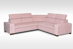 Elegant Cádiz Folding Corner Sofa: Headrests and Bedding Bin in Pink