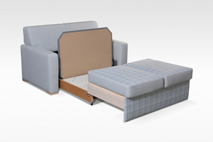 Albacete - Folding Sofa with Decorative Grille, Sleeping Function and Bedding Bin in Light Grey Design