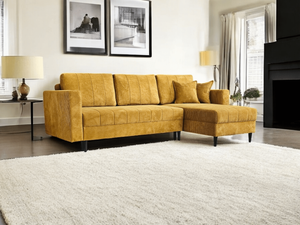 MONTANA corner sofa with a sleeping function mustard POSO