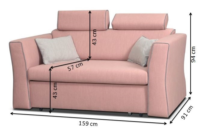   Schlafsofa Vitoria rosa mit grauer Zierpaspel 