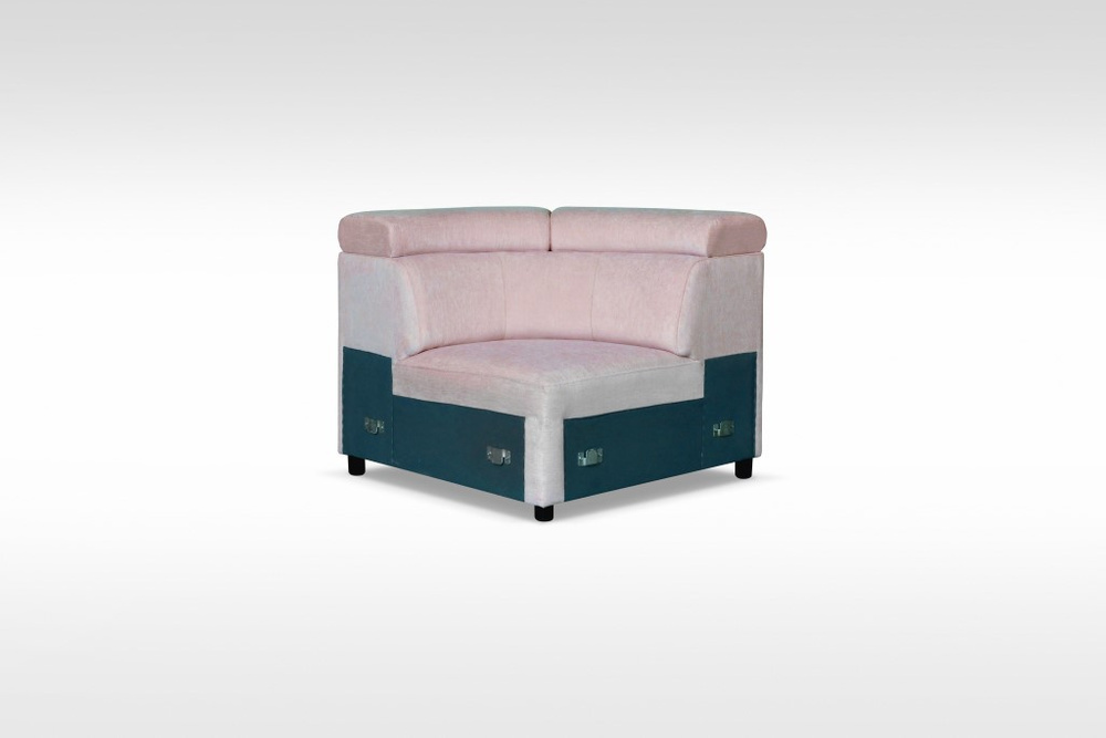 Elegant Cádiz Folding Corner Sofa: Headrests and Bedding Bin in Pink