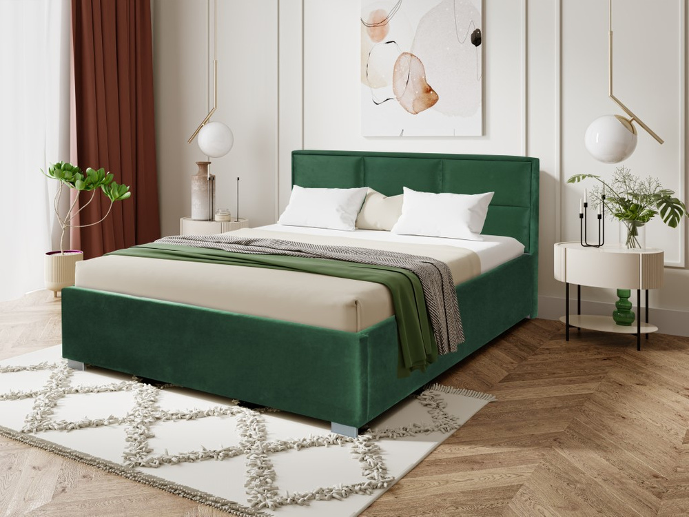 Łóżko Asturia białe powierzchnia spania 160x200, 12 paneli zielone