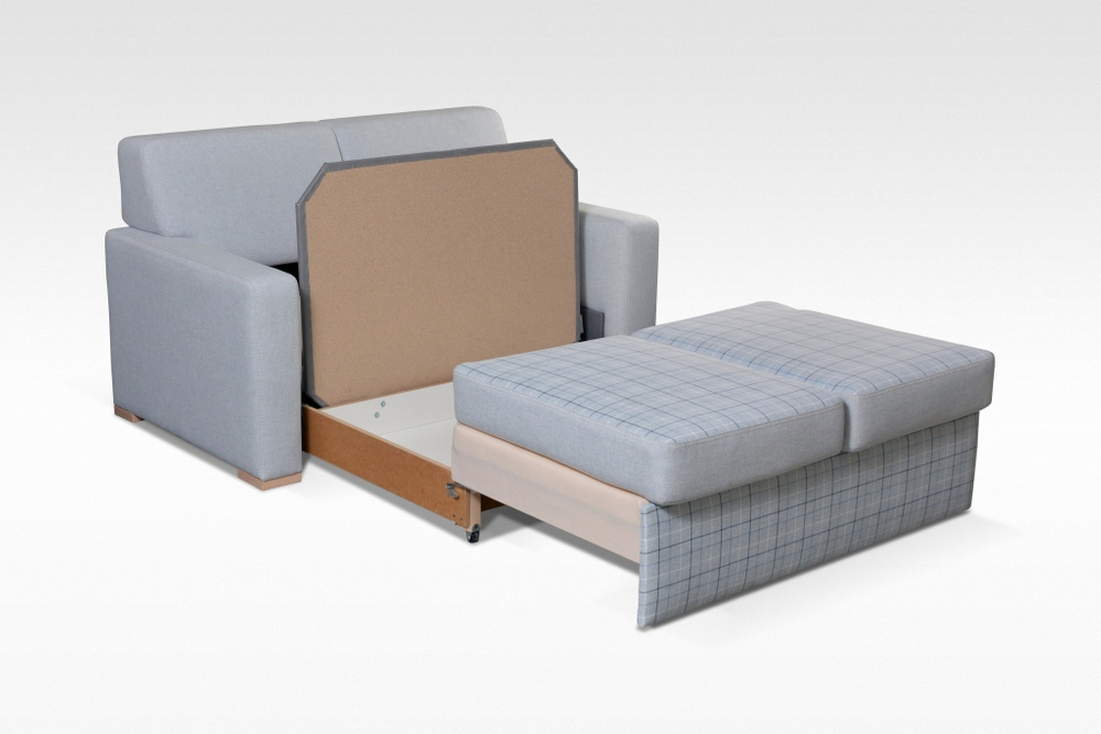 Albacete - Folding Sofa with Decorative Grille, Sleeping Function and Bedding Bin in Light Grey Design