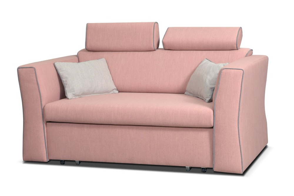   Schlafsofa Vitoria rosa mit grauer Zierpaspel 