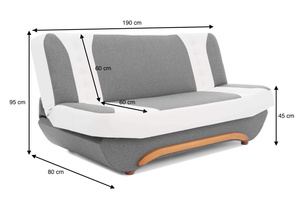 Schwarzes und graphitfarbenes Schlafsofa BADAJOZ - Klappbar mit funktionellem Bettzeugstauraum