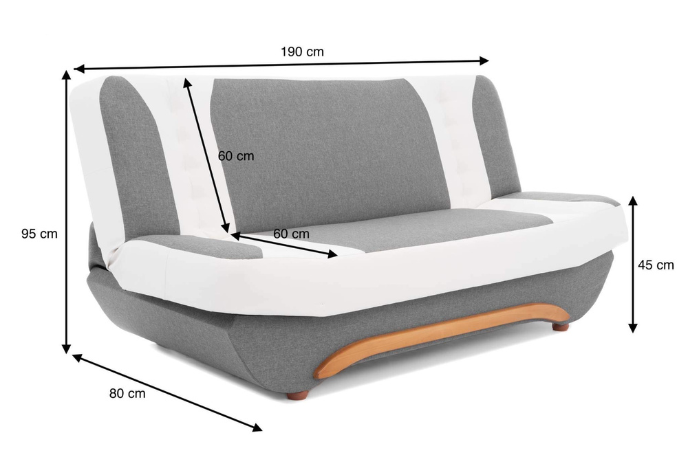 Schwarzes und graphitfarbenes Schlafsofa BADAJOZ - Klappbar mit funktionellem Bettzeugstauraum