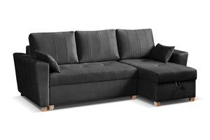 Modernes Ecksofa mit Klappfunktion - Navarre Right Graphite mit abgewinkelten Rückenlehnen