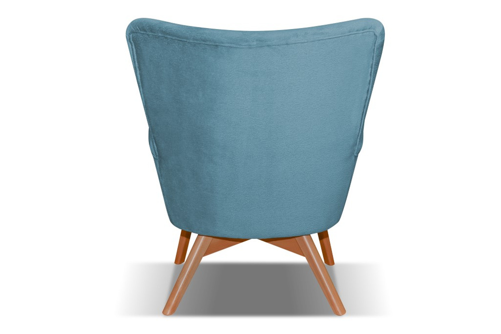 Malaga armchair with wooden legs blue