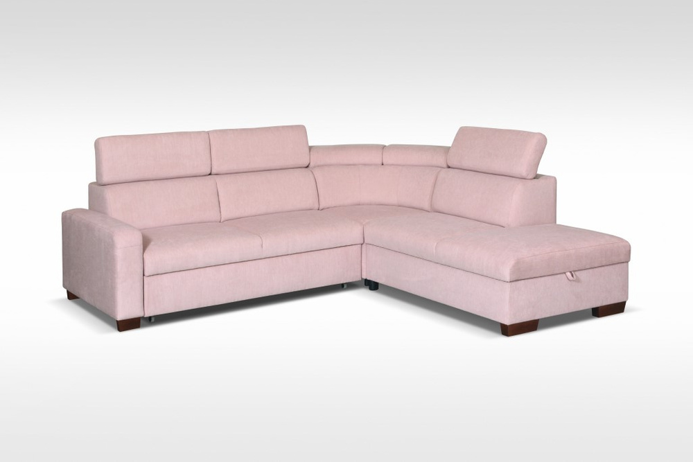 Pink CADIZ 7 corner sofa - reclining with adjustable headrests and practical bedding container