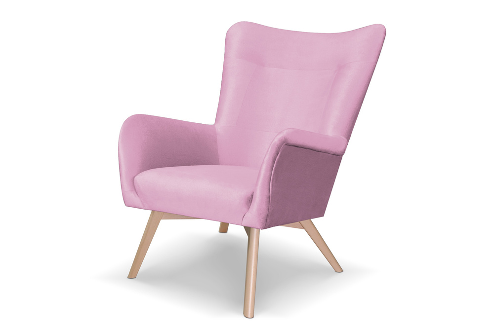 Malaga Sessel mit Holzbeinen rosa