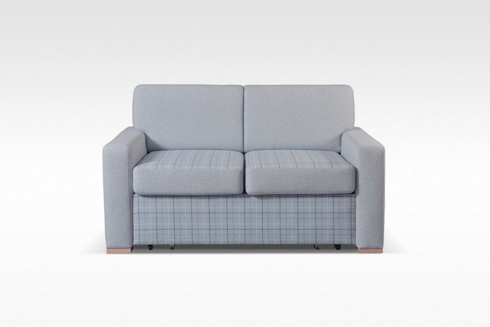 Albacete - Folding Sofa with Decorative Grille, Sleeping Function and Bedding Bin in Light Grey Design