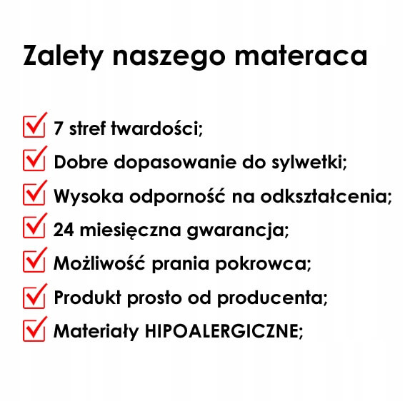 Materac Kieszeniowy KATE 3 + VISCO + KOKOS 80x200 21 cm