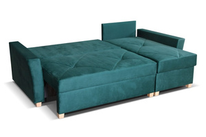 Comfortable reclining corner sofa with extended backrests - Navarre Right Green