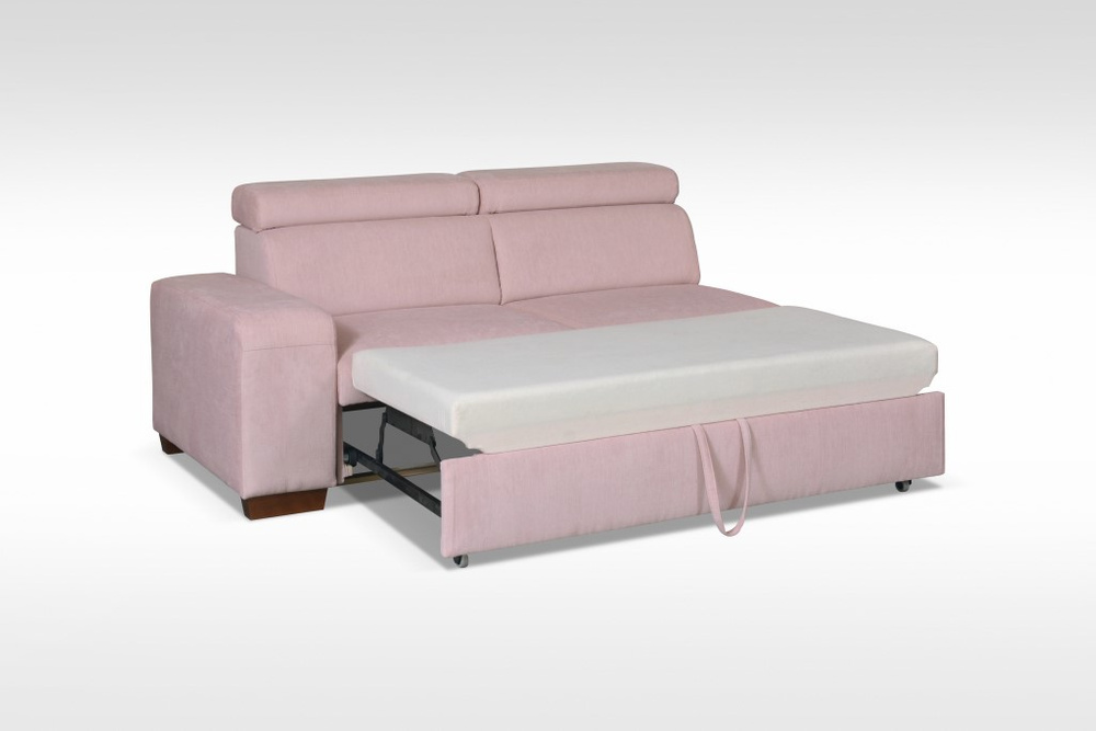 Elegant Cádiz Folding Corner Sofa: Headrests and Bedding Bin in Pink