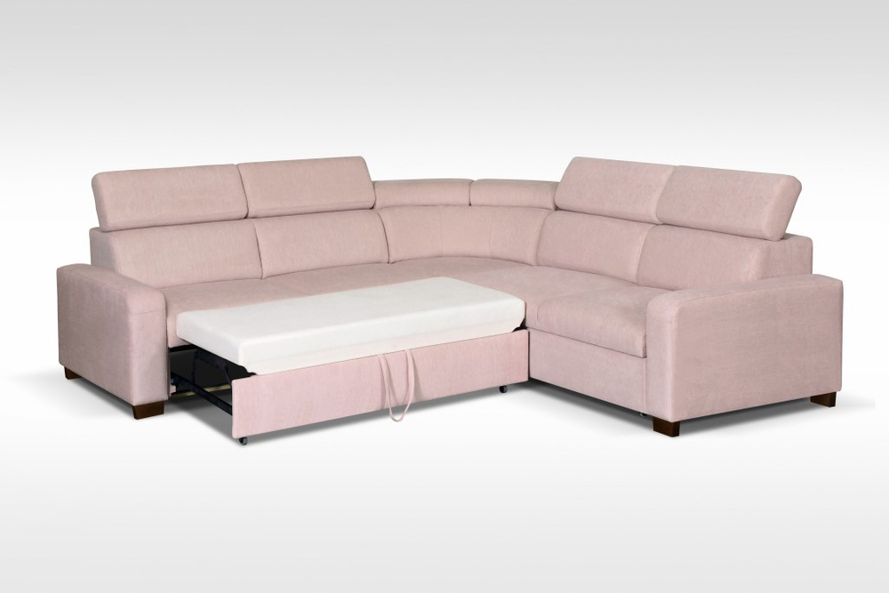 Bequemes Ecksofa CADIZ 2 - Pink mit Kopfstützen und Bettzeugkasten