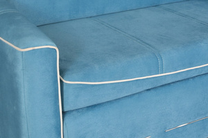 Schlafsofa Marbella in celadon mit weißer Paspel 