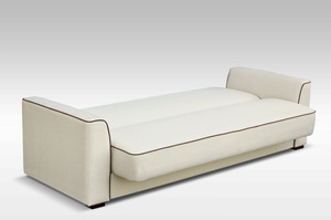 Cremefarbenes BURGOS-Sofa - mit Funktionssesseln und original braunem Keder