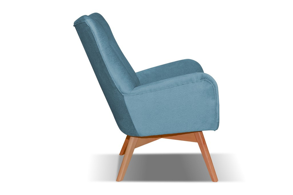 Malaga armchair with wooden legs blue