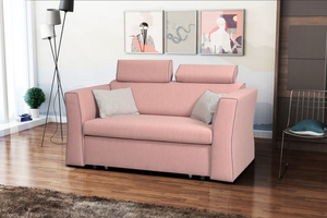   Schlafsofa Vitoria rosa mit grauer Zierpaspel 