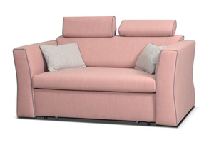   Schlafsofa Vitoria rosa mit grauer Zierpaspel 