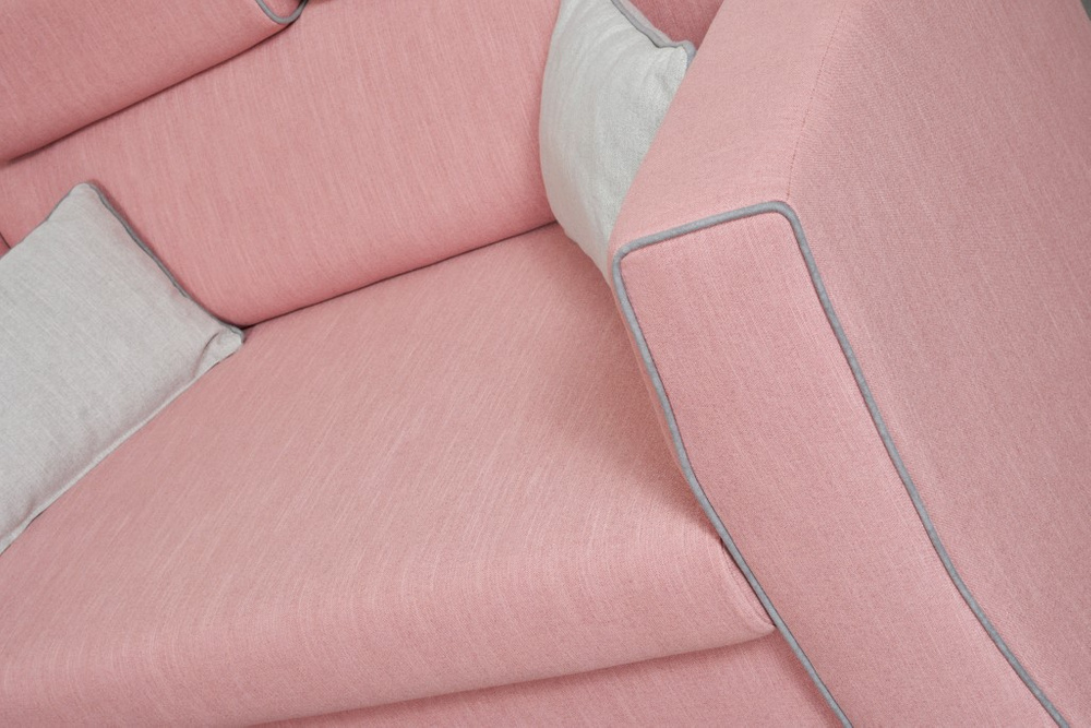   Schlafsofa Vitoria rosa mit grauer Zierpaspel 