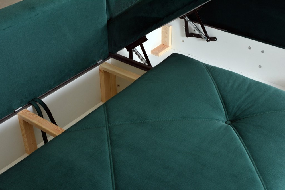 Comfortable reclining corner sofa with extended backrests - Navarre Right Green