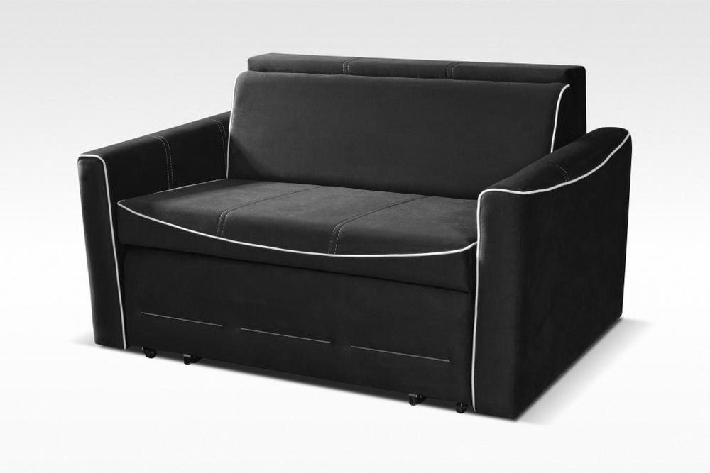 Rozkładana Sofa Marbella czarna z białą lamówką 