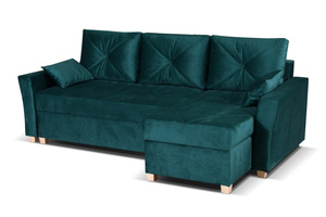 Comfortable reclining corner sofa with extended backrests - Navarre Right Green