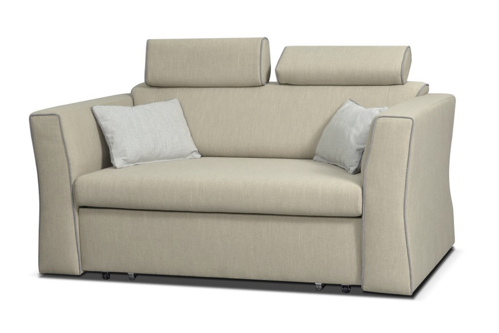   Schlafsofa Vitoria beige mit grauer Zierpaspel 