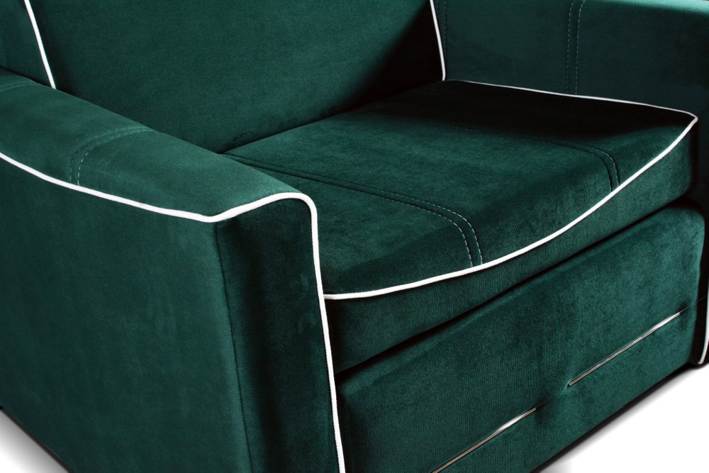 Marbella sofa bed dark green with white trim 